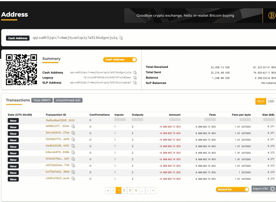 Bitcoin cash transactions per second