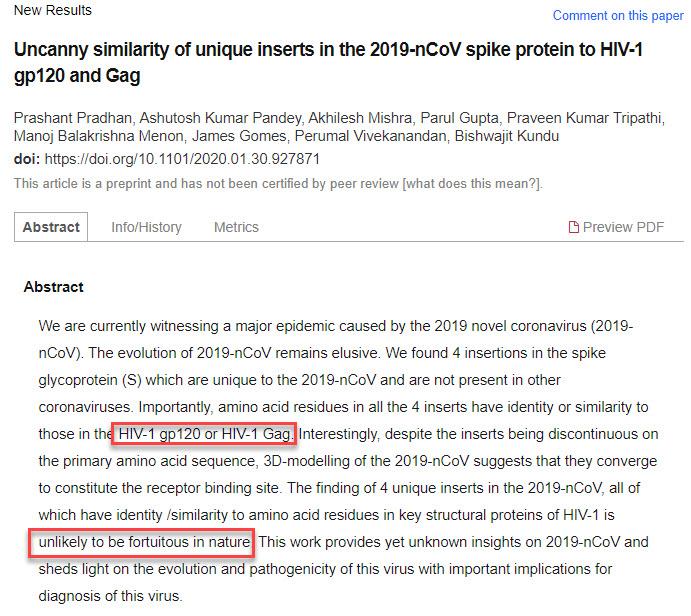 Coronavirus Contains "HIV Insertions", Stoking Fears Over Artificially Created Bioweapon