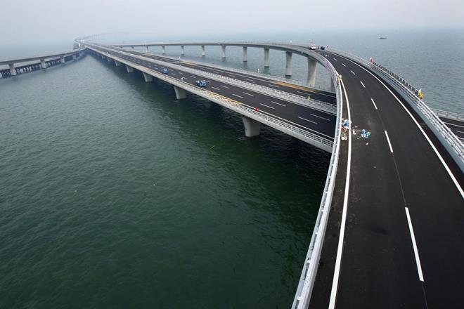 The Hong Kong–Zhuhai–Macao Bridge, 55 kilometres long.