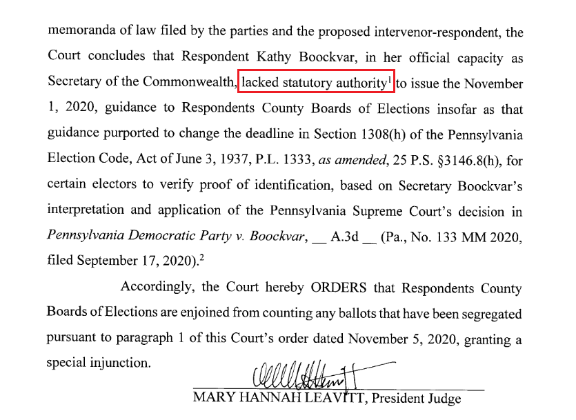 PA Judge Rules Some Late Ballots Don't Count; Secretary Of
State 'Lacked Authority' To Extend ID Deadline 2