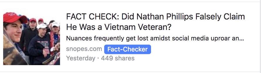 Snopes Refuses To Correct Nathan Phillips Quot Stolen Valor Quot Fact Check Google Facebook Promote Disinfo - News