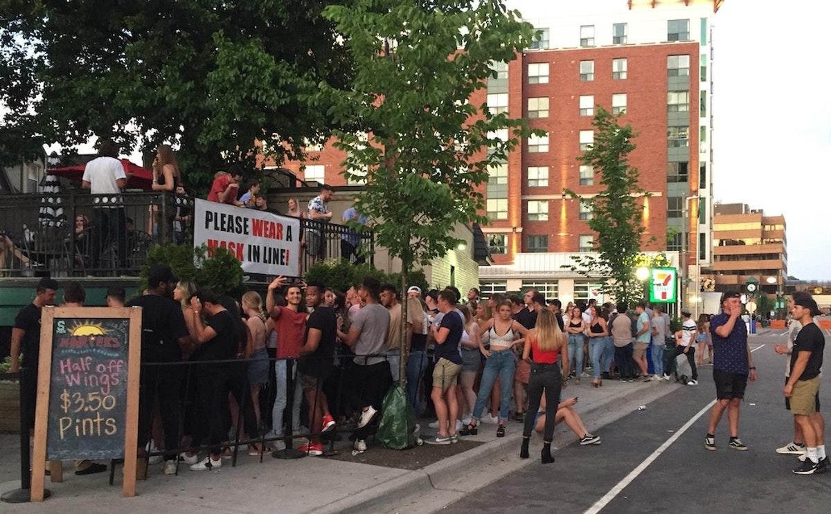 Long lines previously seen outside Harper's Restaurant and Brewpub, via East Lansing Info.