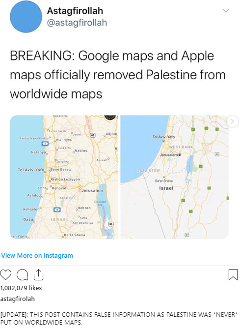 Google Faces Backlash Over Claims It 'Deleted' Palestine From Maps