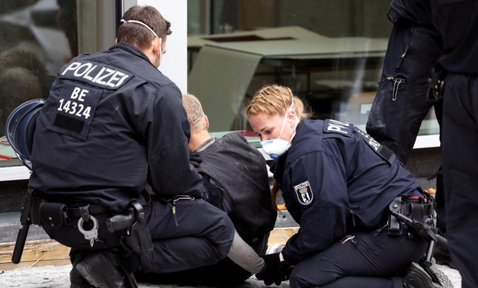 Prior anti-lockdown protest in Germany, via Reuters.