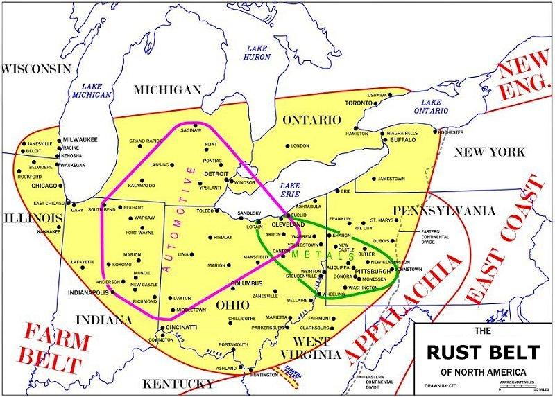 Millennials Are Flocking To Cheap Rust Belt Cities Zero Hedge   Rust Belt Map 