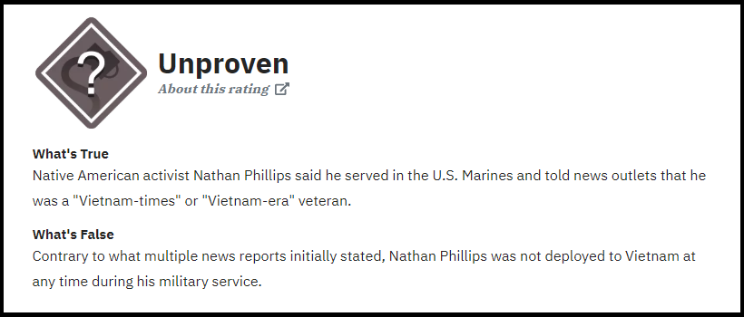 Snopes Refuses To Correct Nathan Phillips Quot Stolen Valor Quot Fact Check Google Facebook Promote Disinfo - News