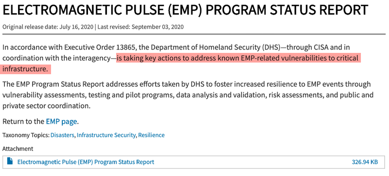 DHS Combats Potential Electromagnetic Pulse (EMP) Attack.. CISA%20emp