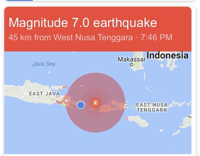Bali earthquake today tsunami warning live